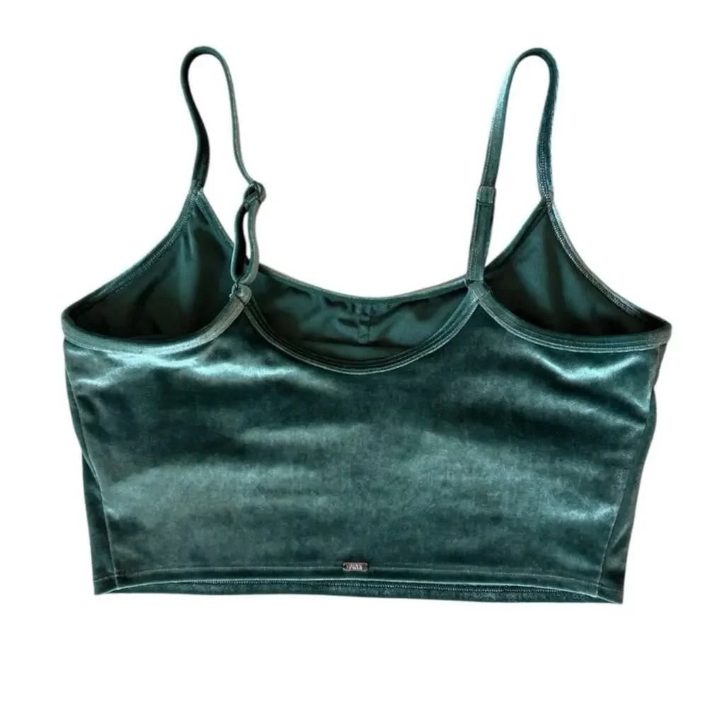 PINK Active Emerald Green Velvet Sports Bra Large